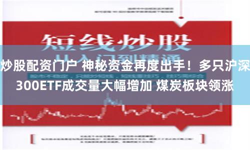 炒股配资门户 神秘资金再度出手！多只沪深300ETF成交量大幅增加 煤炭板块领涨